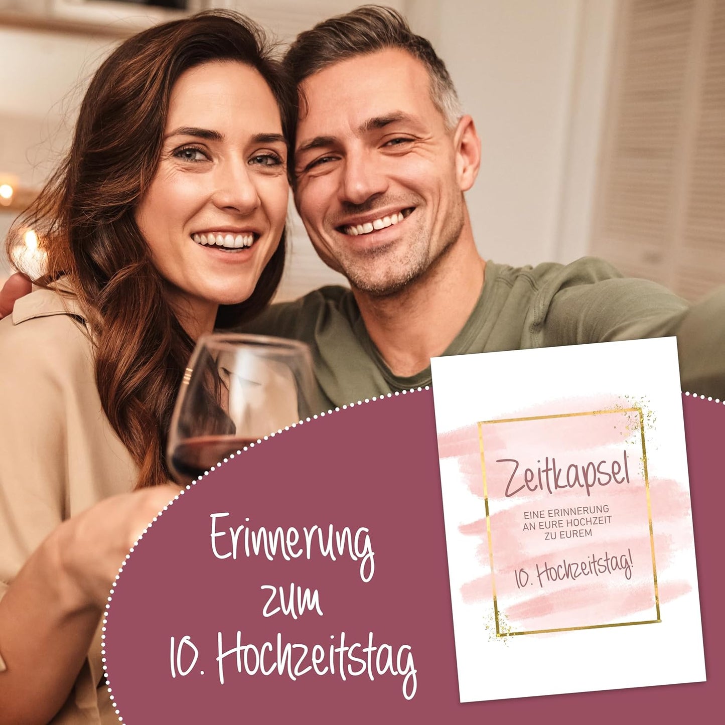MILINDO Karten Hochzeitsgeschenk Zeitkapsel - Geschenk für Brautpaar – Erinnerungskarten – Gold – Rosa - Neutral