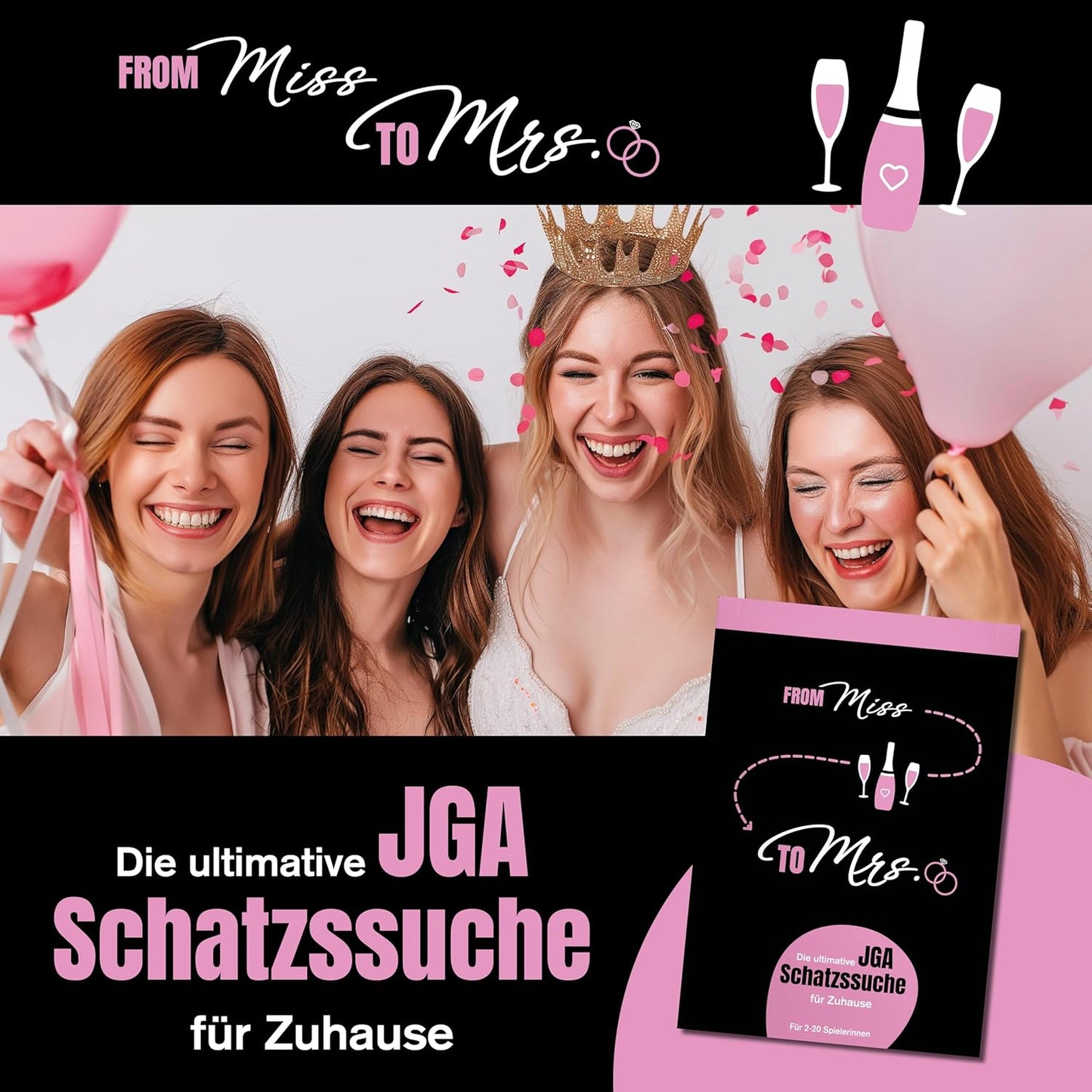 Junggesellinnenabschied Frauen – Schatzssuche/Schnitzeljagd JGA - from Miss to Mrs – (2-20 Frauen)