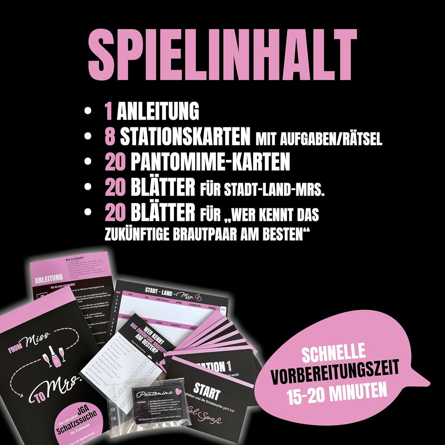 Junggesellinnenabschied Frauen – Schatzssuche/Schnitzeljagd JGA - from Miss to Mrs – (2-20 Frauen)