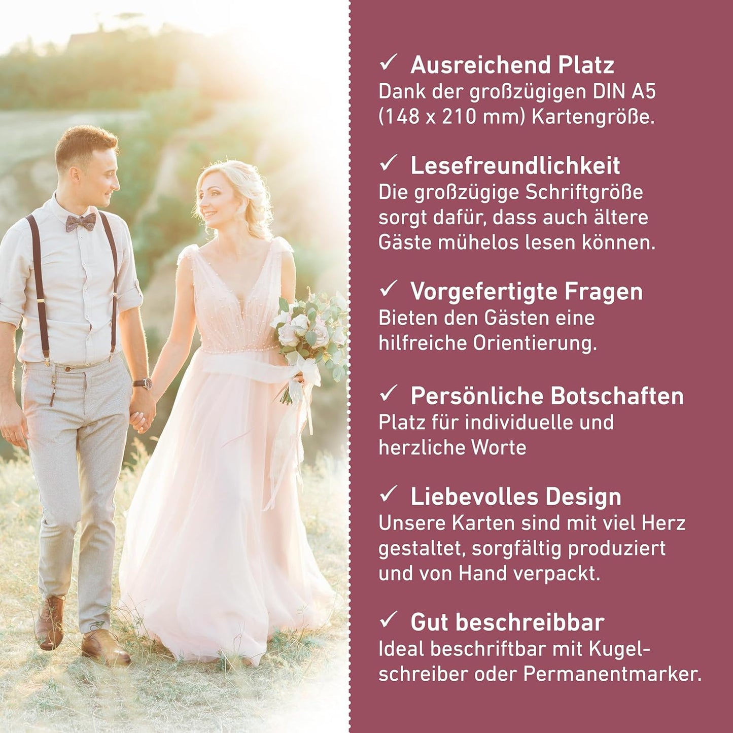MILINDO Karten Hochzeitsgeschenk Zeitkapsel - Geschenk für Brautpaar – Erinnerungskarten – Gold – Rosa - Neutral