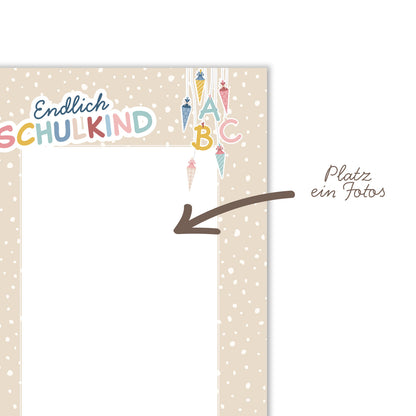 Süße Gästebuchkarten zur Einschulung in Beige