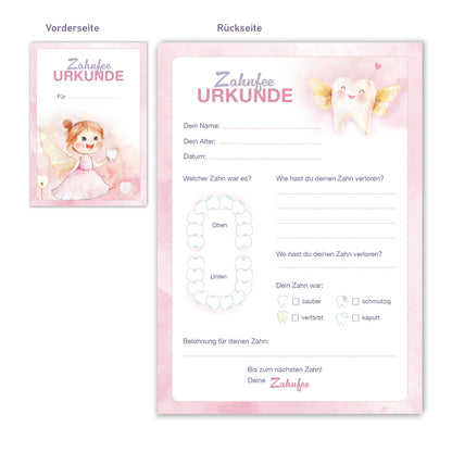 Zahnfee Urkunde Rosa