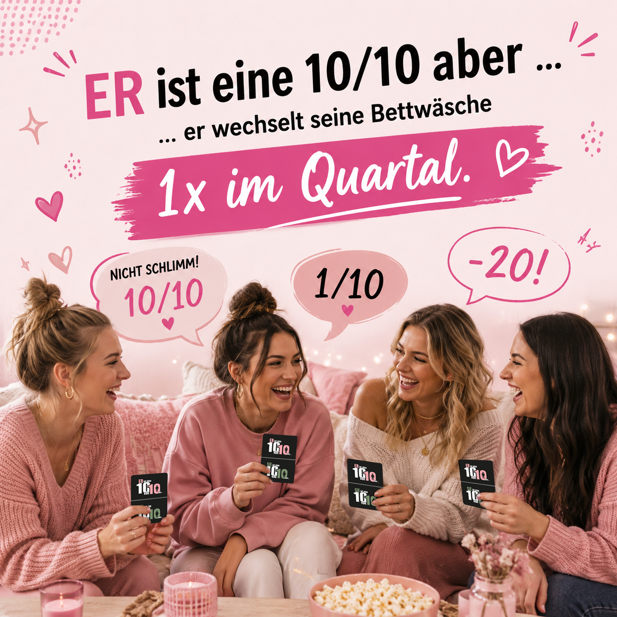 Er ist eine 10/10, Sie ist eine 10/10 aber ... – Das virale TikTok Kartenspiel