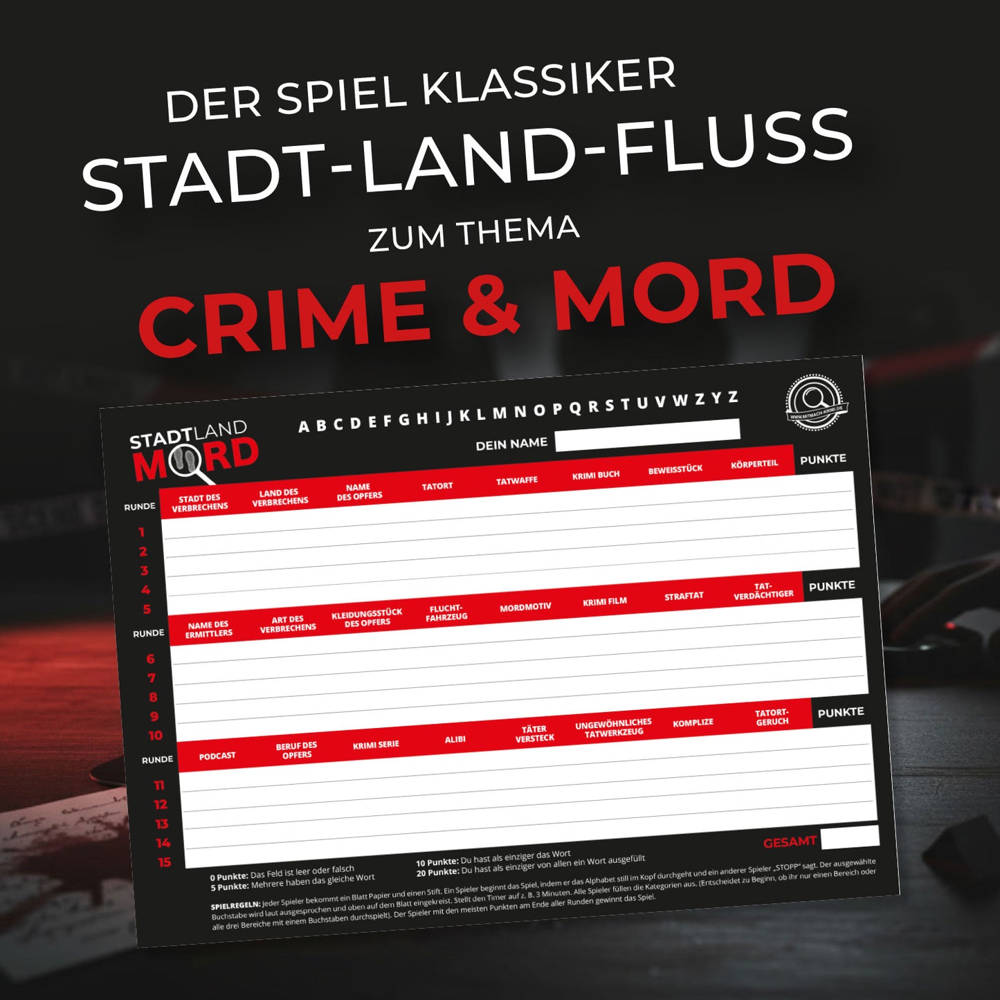 Stadt Land Mord - Block