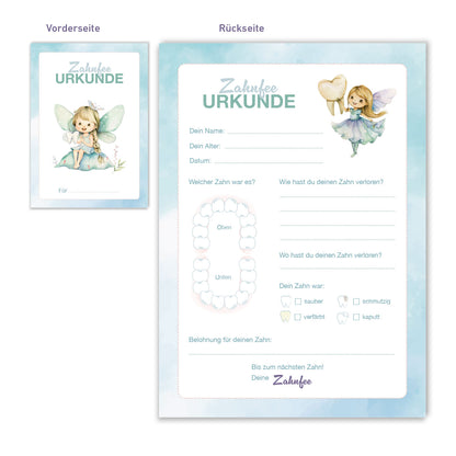 Zahnfee Urkunde Blau
