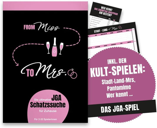 Junggesellinnenabschied Frauen – Schatzssuche/Schnitzeljagd JGA - from Miss to Mrs – (2-20 Frauen)