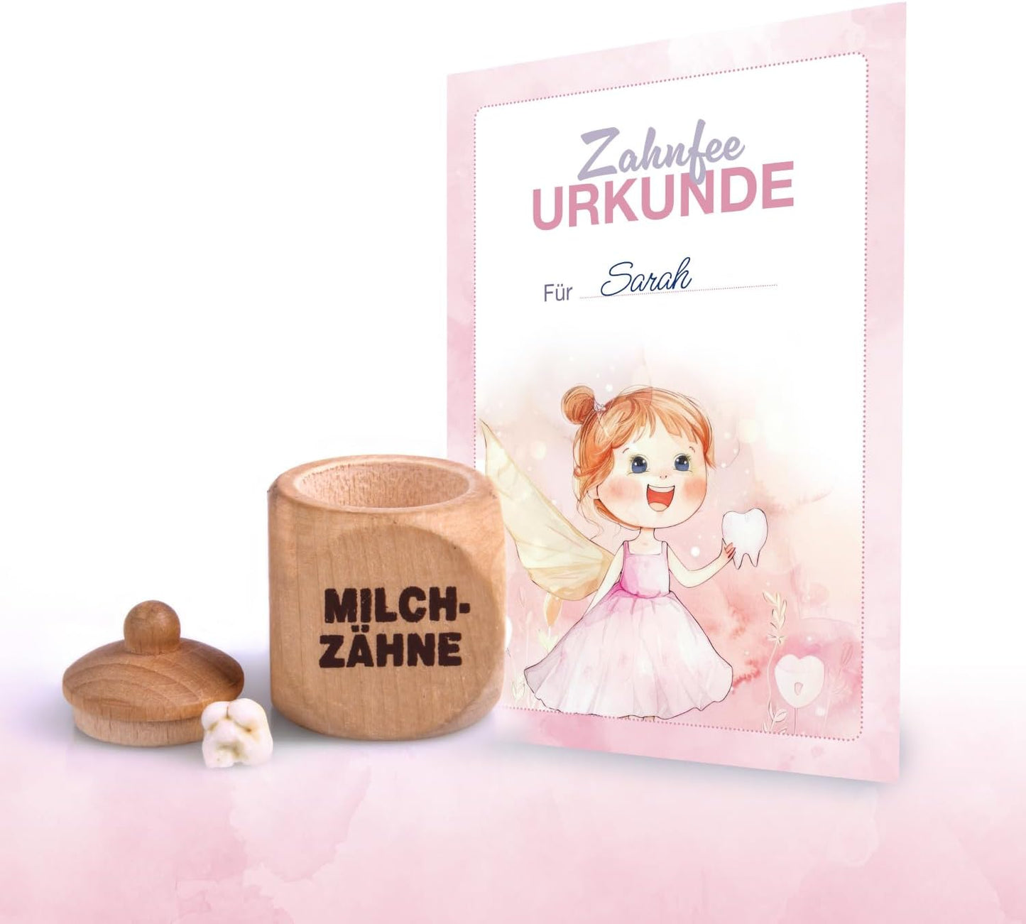Zahnfee Urkunde in Rosa – mit Minibuch Geschichte von Zahnfee Lilly - Set 20 Stück