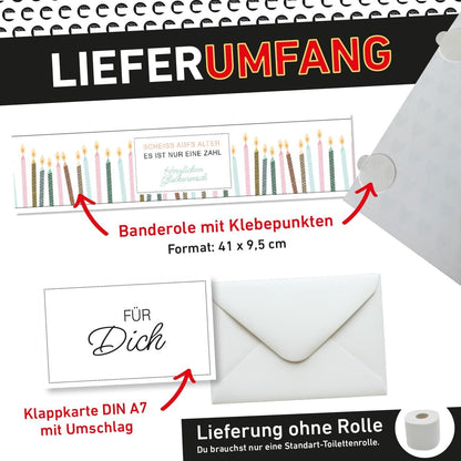 Klopapier-Banderölchen, Grußkarte Geburtstag (bunt)