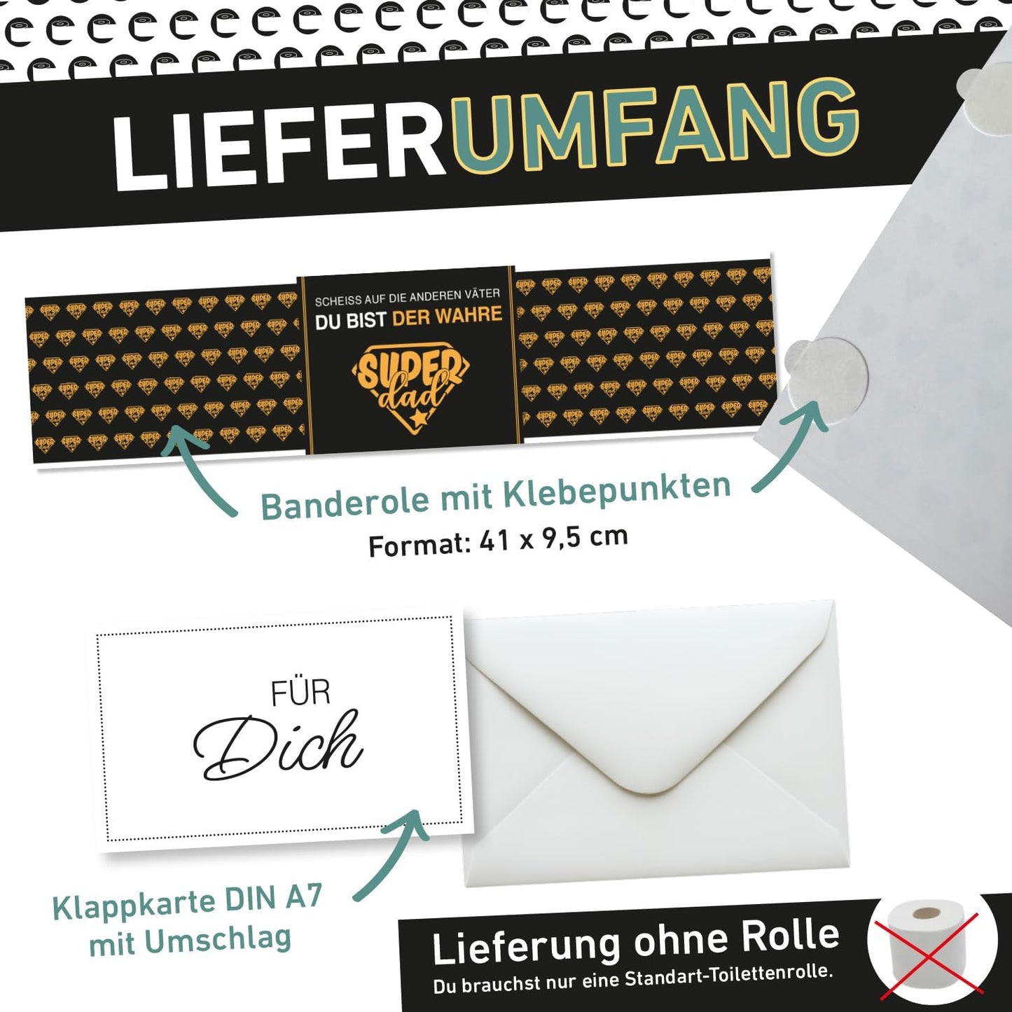Klopapier-Banderölchen, Grußkarte "Super-Dad"