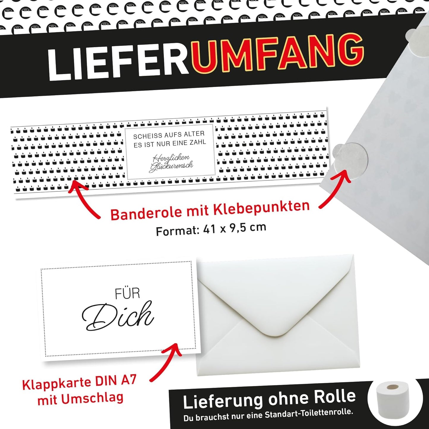 Klopapier-Banderölchen, Grußkarte "Geburtstag"