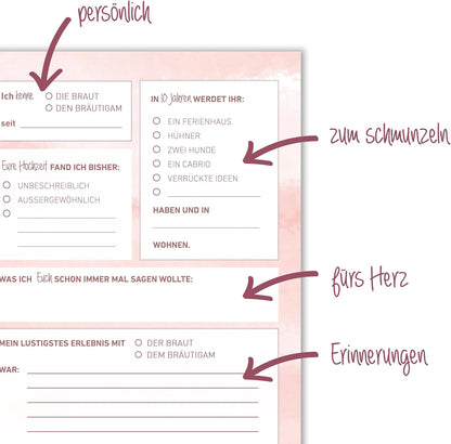 50 Karten Hochzeitsgeschenk Zeitkapsel - Rosa