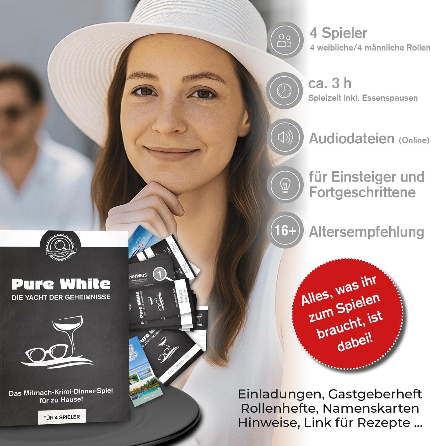 Krimidinner Pure White: die Yacht der Geheimnisse (4 Personen)