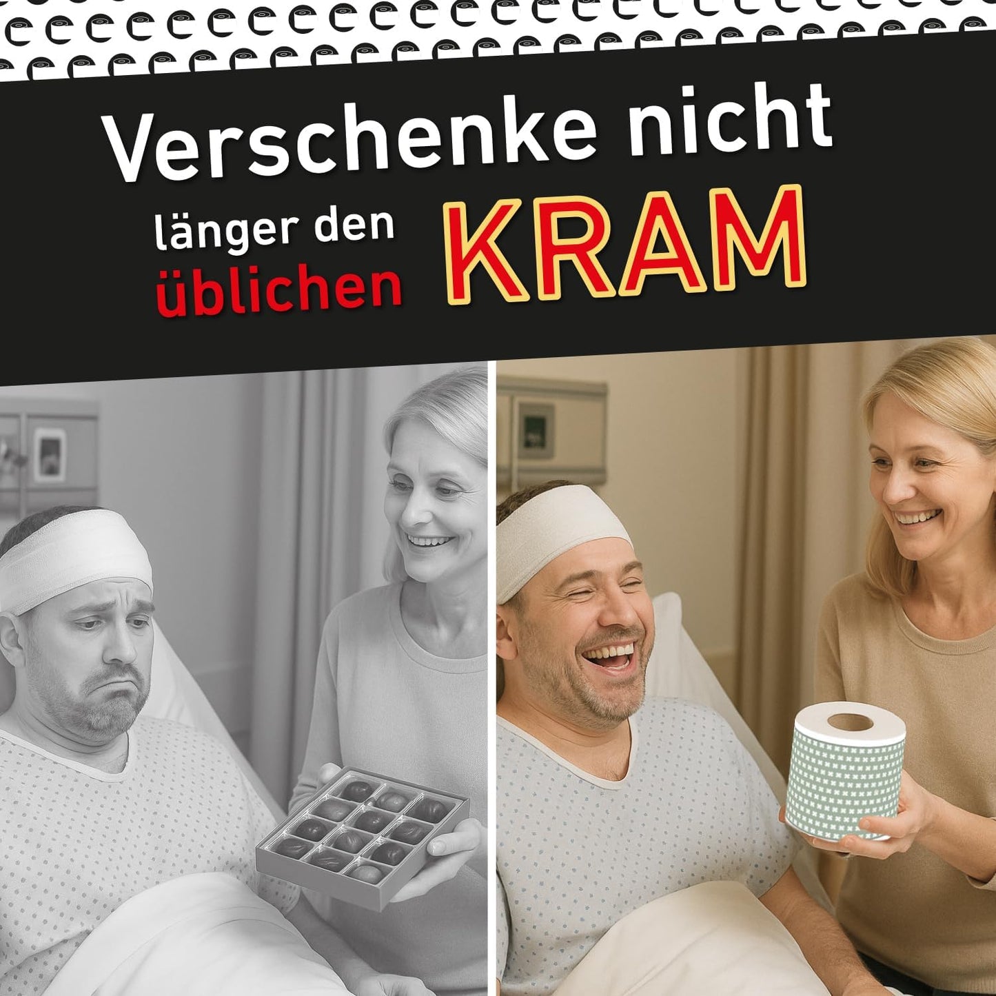 Klopapier-Banderölchen, Grußkarte „Schlechte Zeiten“