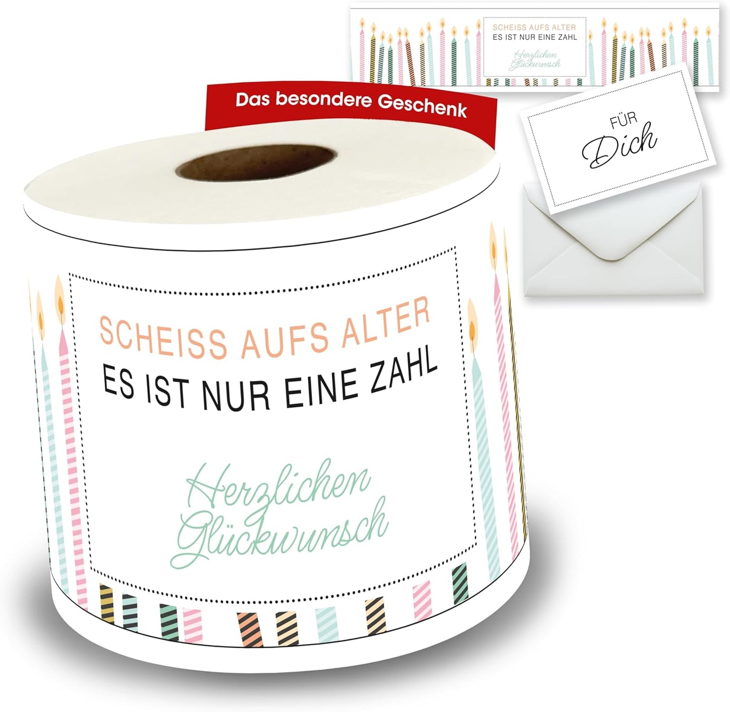 Klopapier-Banderölchen, Grußkarte Geburtstag (bunt)
