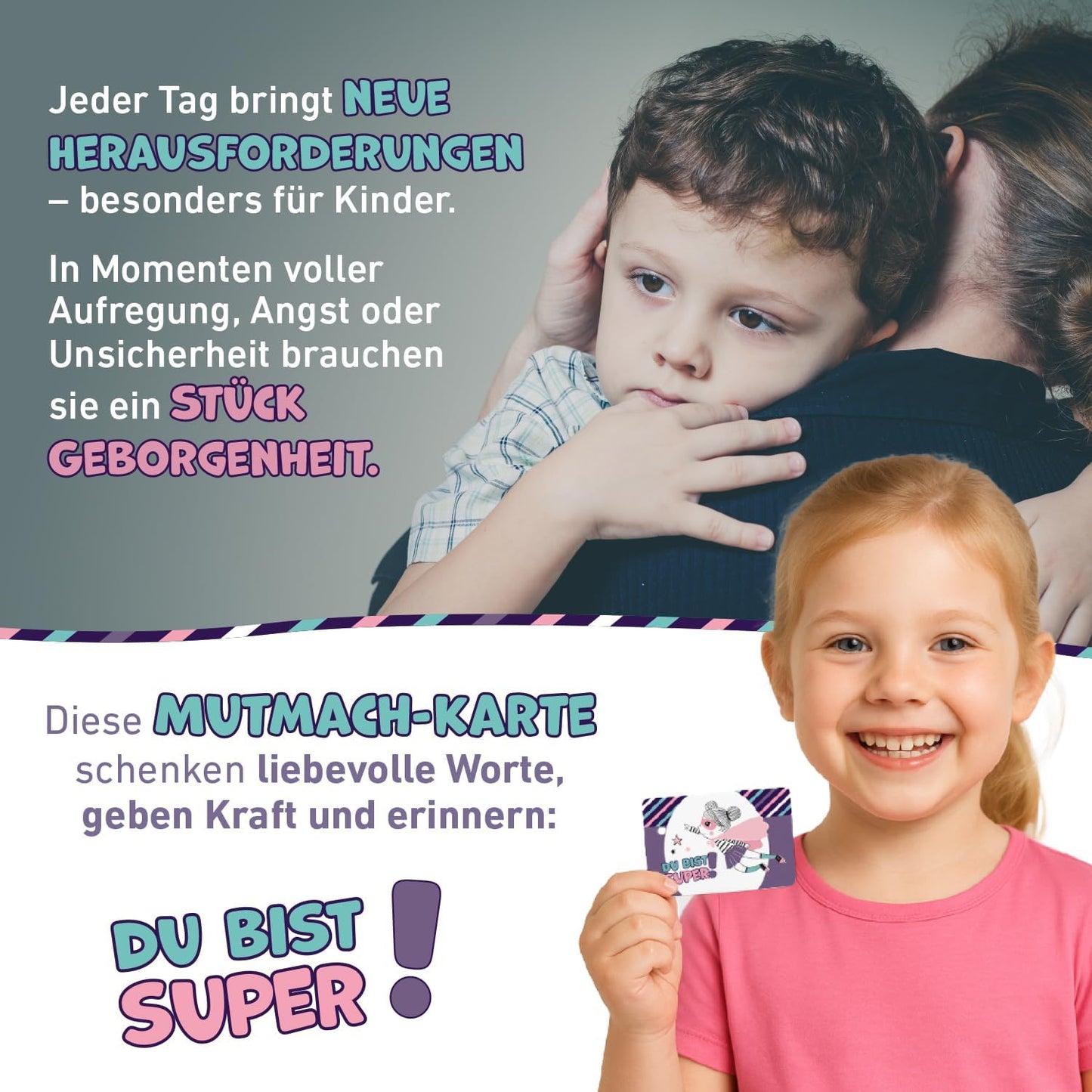 Mutmach Karte zur Stärkung für Kinder (blau, rot)