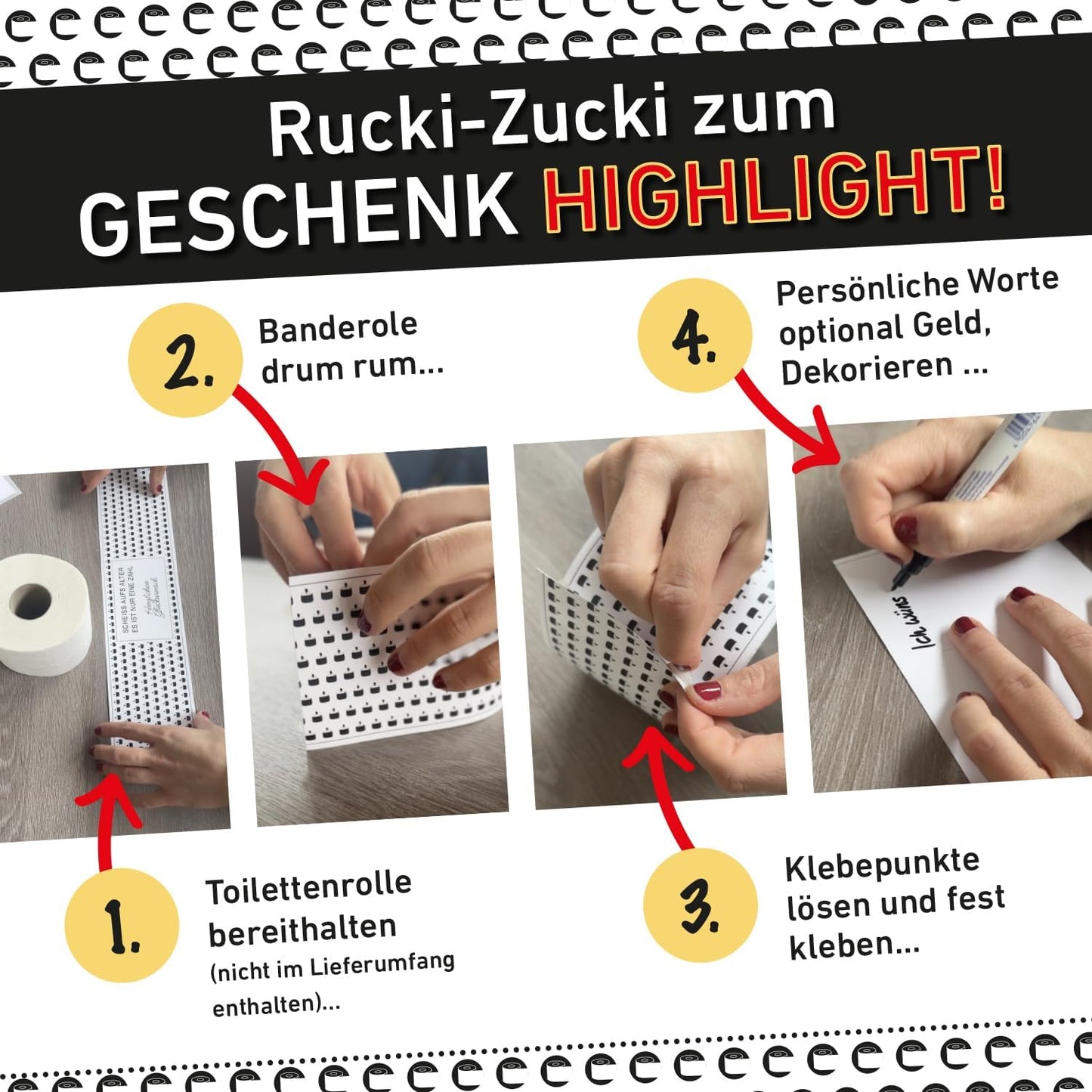Klopapier-Banderölchen, Grußkarte „Schlechte Zeiten“