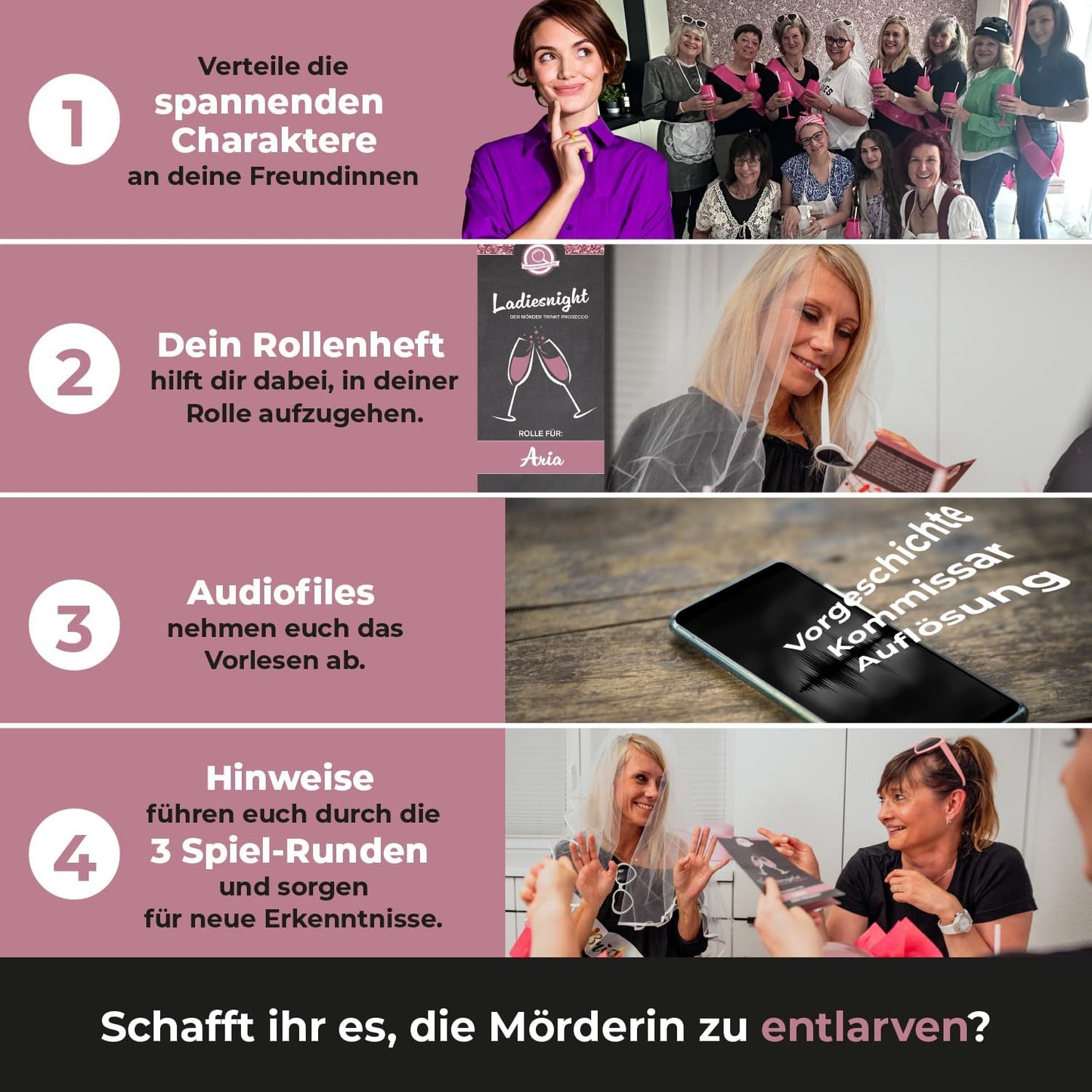 Krimi Diner „Ladiesnight: der Mörder trinkt Prosecco“ NEUAUFLAGE – für 6 – 12 Frauen