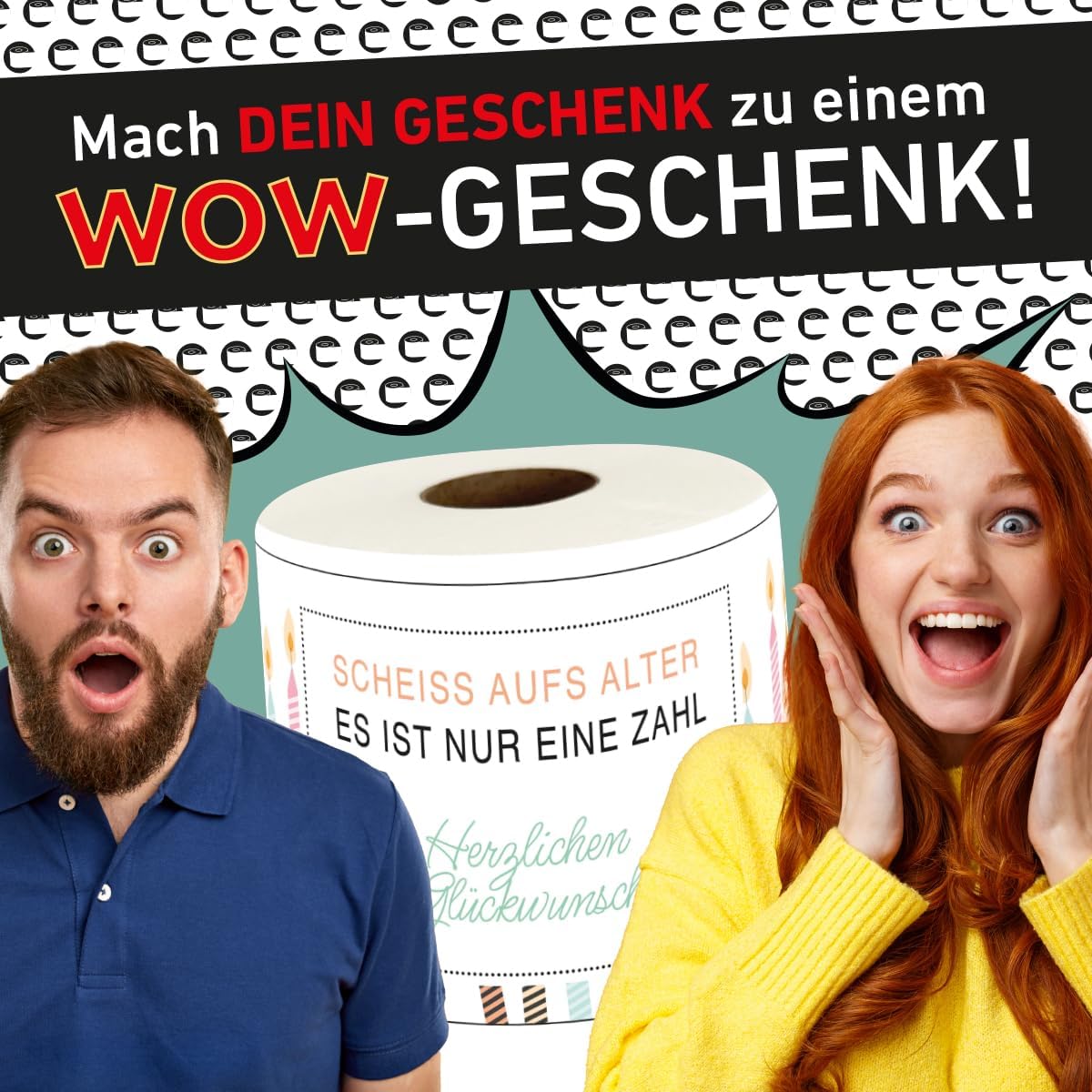 Klopapier-Banderölchen, Grußkarte Geburtstag (bunt)