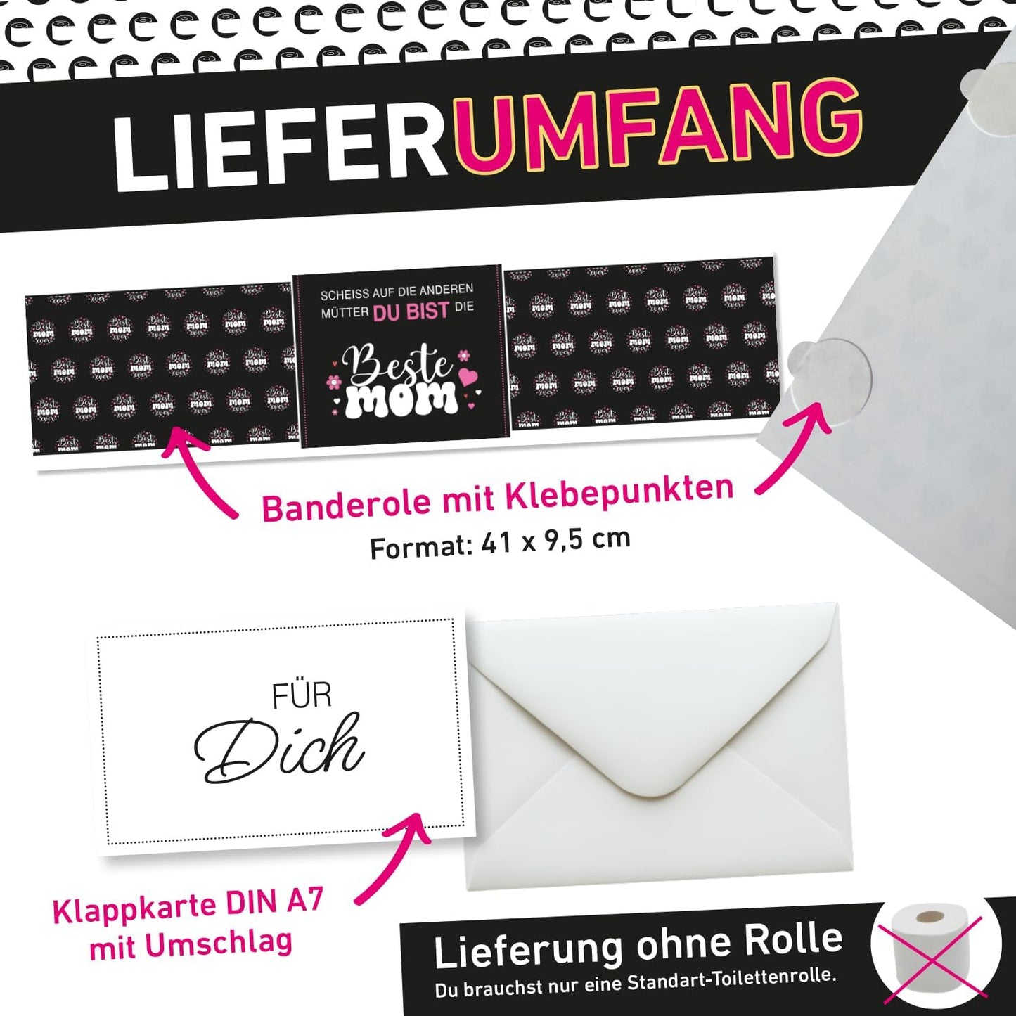 Klopapier-Banderölchen, Grußkarte "Beste MOM"