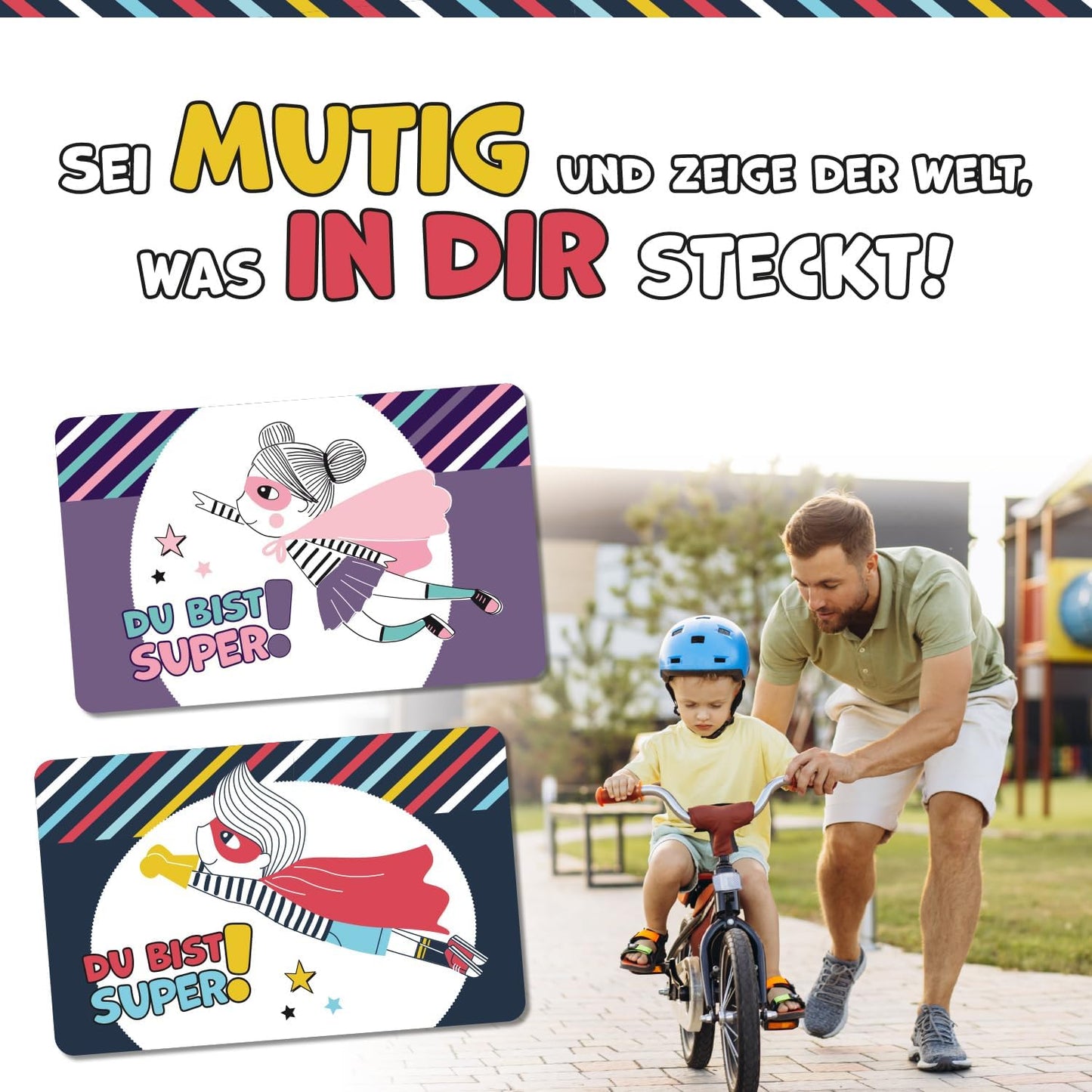 Mutmach Karte zur Stärkung für Kinder (blau, rot)