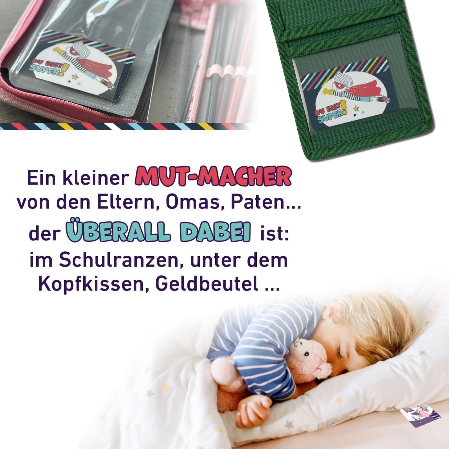 Mutmach Karte zur Stärkung für Kinder (blau, rot)