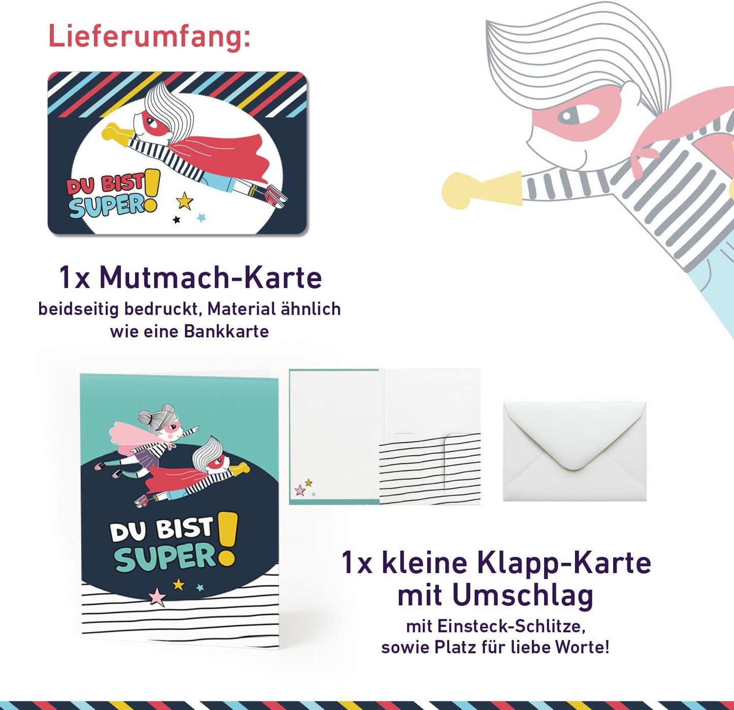 Mutmach Karte zur Stärkung für Kinder (blau, rot)