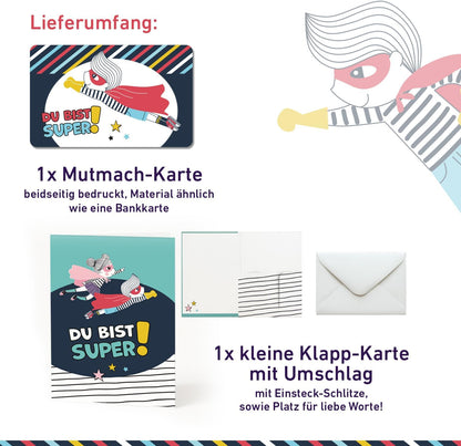 Mutmach Karte zur Stärkung für Kinder (blau, rot)