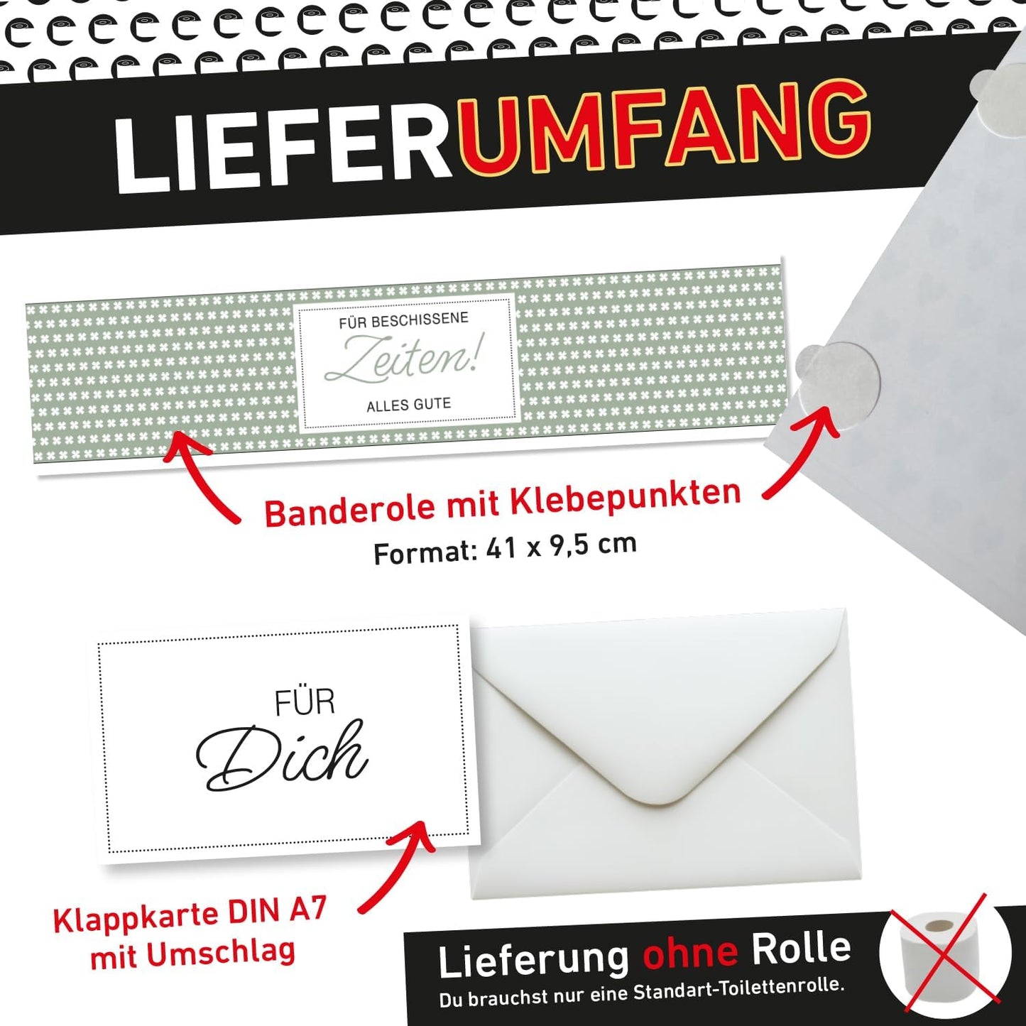 Klopapier-Banderölchen, Grußkarte „Schlechte Zeiten“