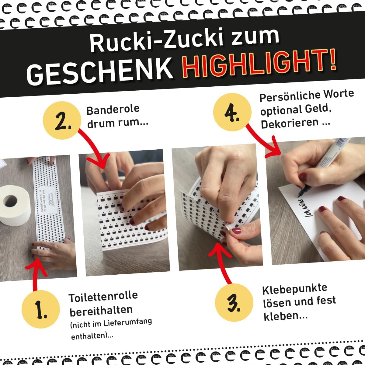 Klopapier-Banderölchen, Grußkarte Geburtstag (bunt)