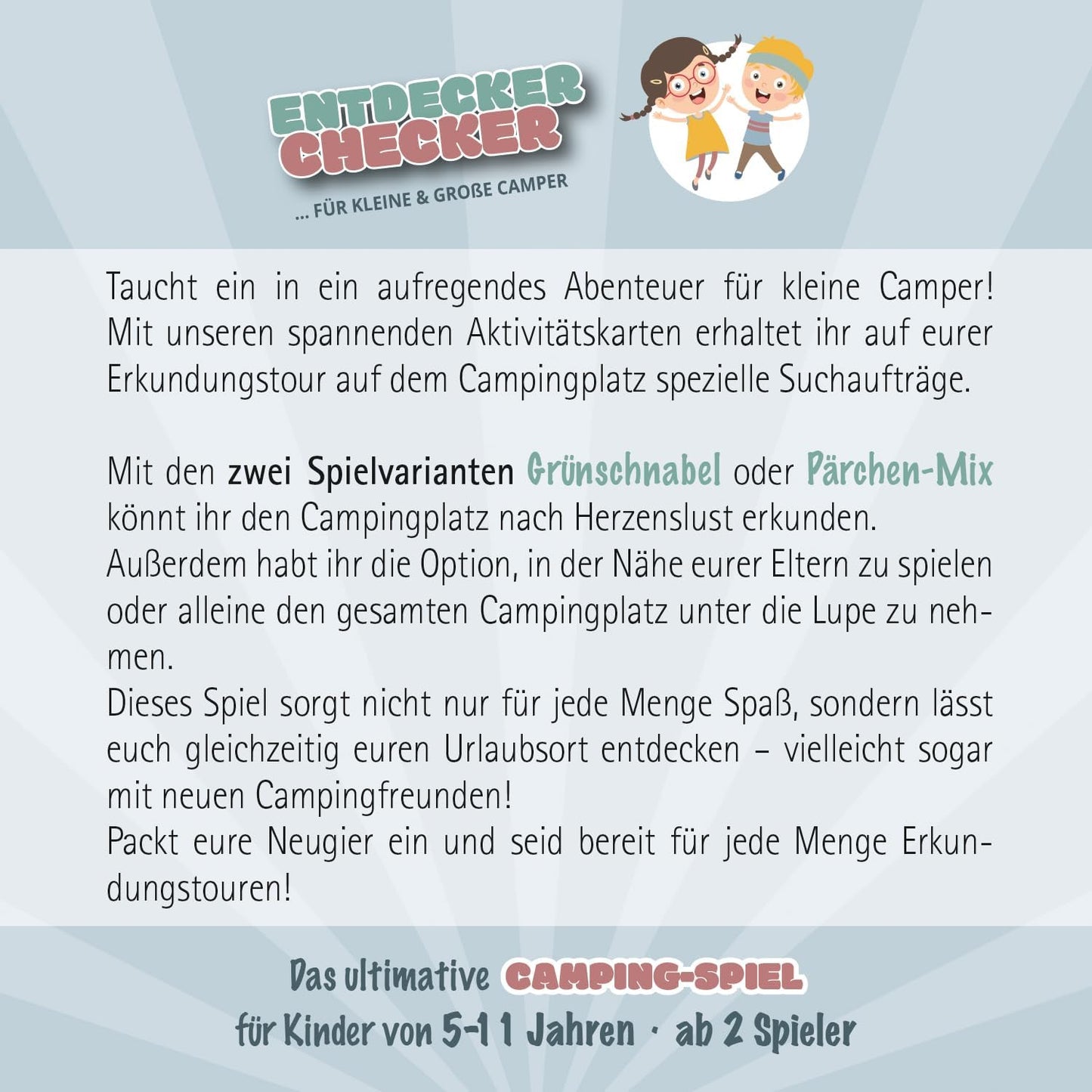 „Entdecker Checker“ – Outdoor Kartenspiel für kleine Camper