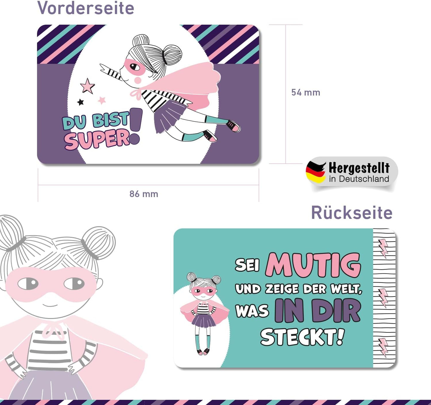 Mutmach Karte zur Stärkung für Kinder (blau, rot)