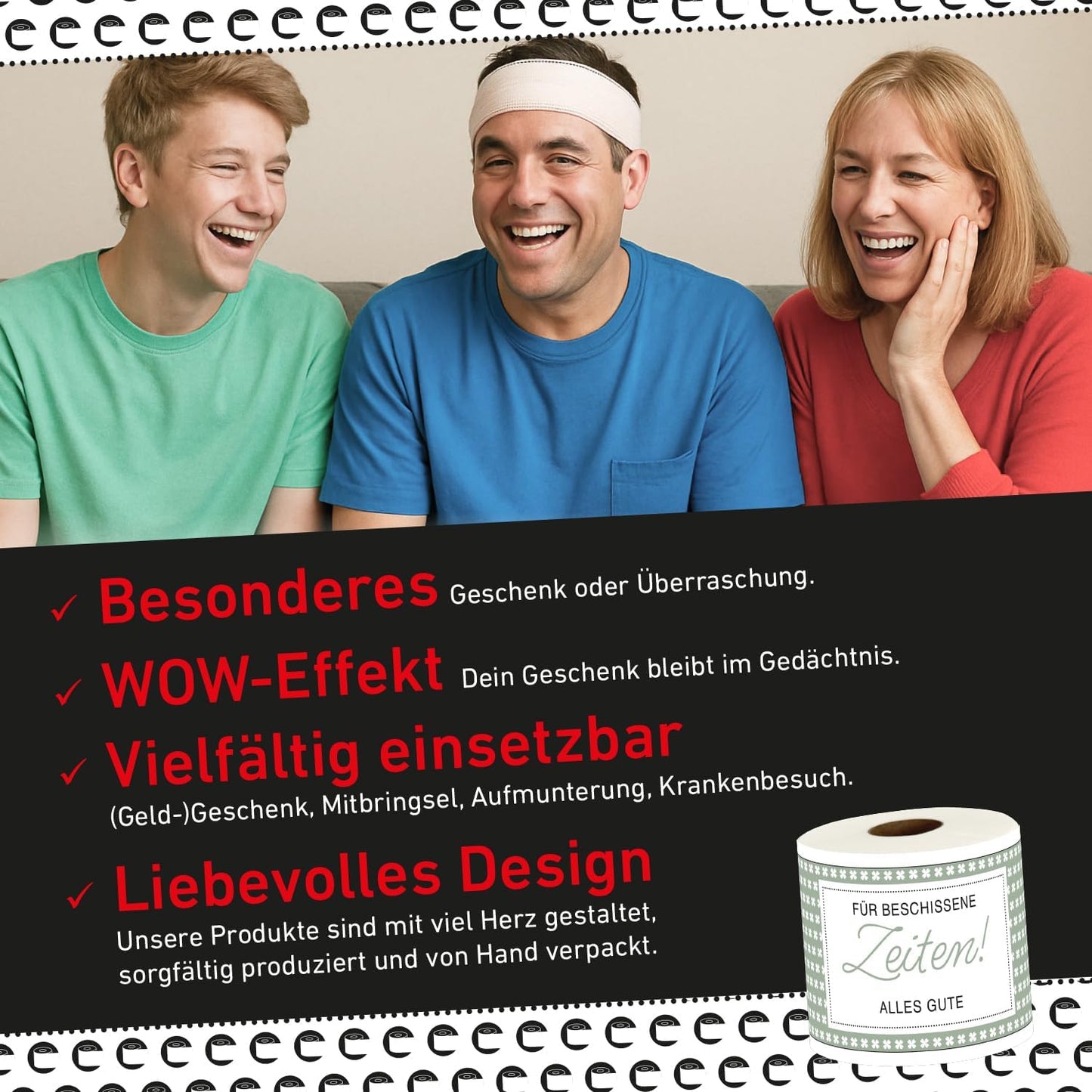 Klopapier-Banderölchen, Grußkarte „Schlechte Zeiten“