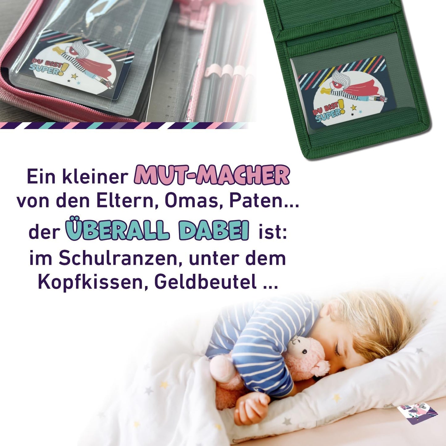 Mutmach Karte zur Stärkung für Kinder (blau, rot)