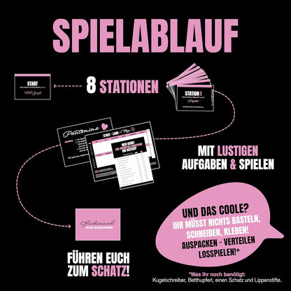 Junggesellinnenabschied Frauen – Schatzssuche/Schnitzeljagd JGA - from Miss to Mrs – (2-20 Frauen)