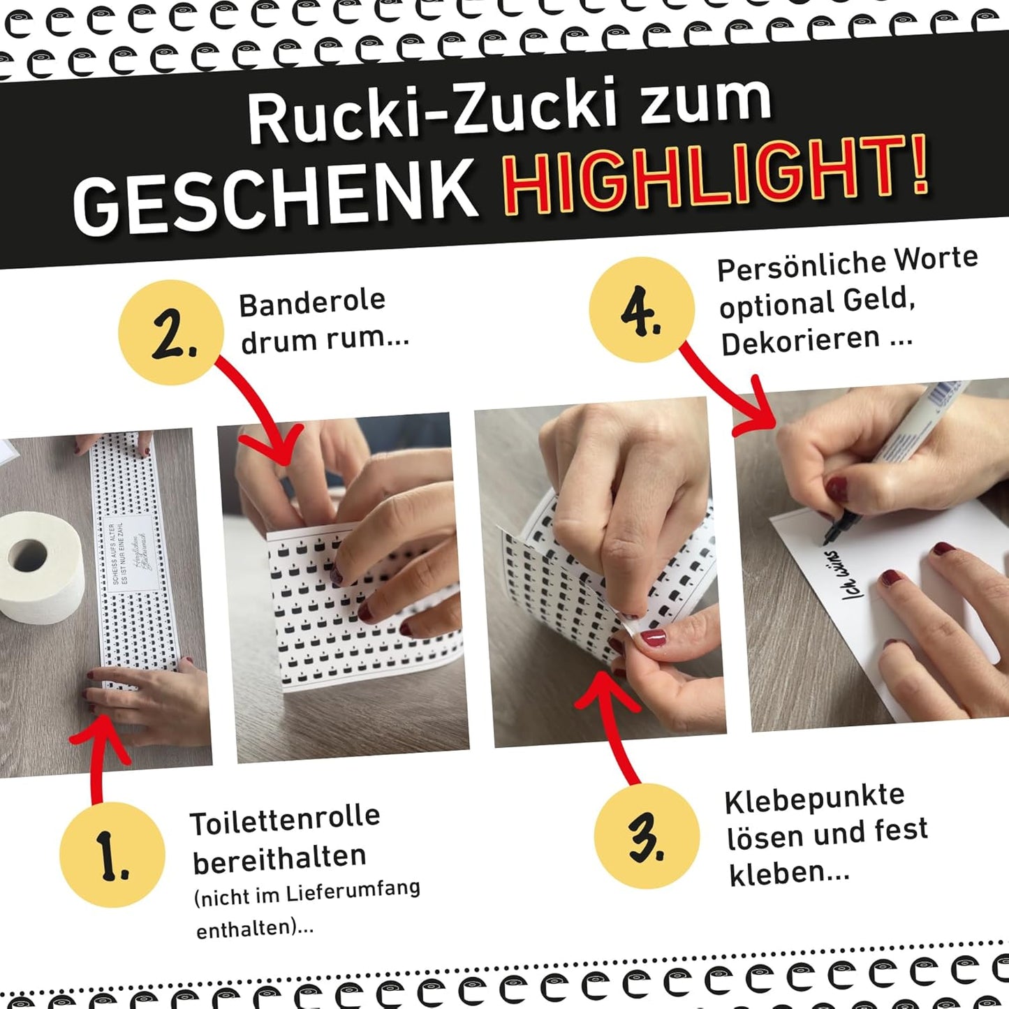 Klopapier-Banderölchen, Grußkarte "Geburtstag"
