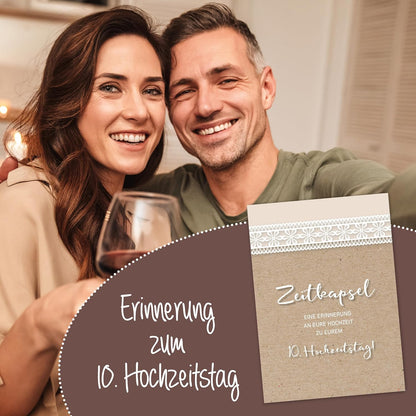 50 Karten Hochzeitsgeschenk Zeitkapsel - Geschenk für Brautpaar – Erinnerungskarten – Vintage – Kraftpapier-Optik