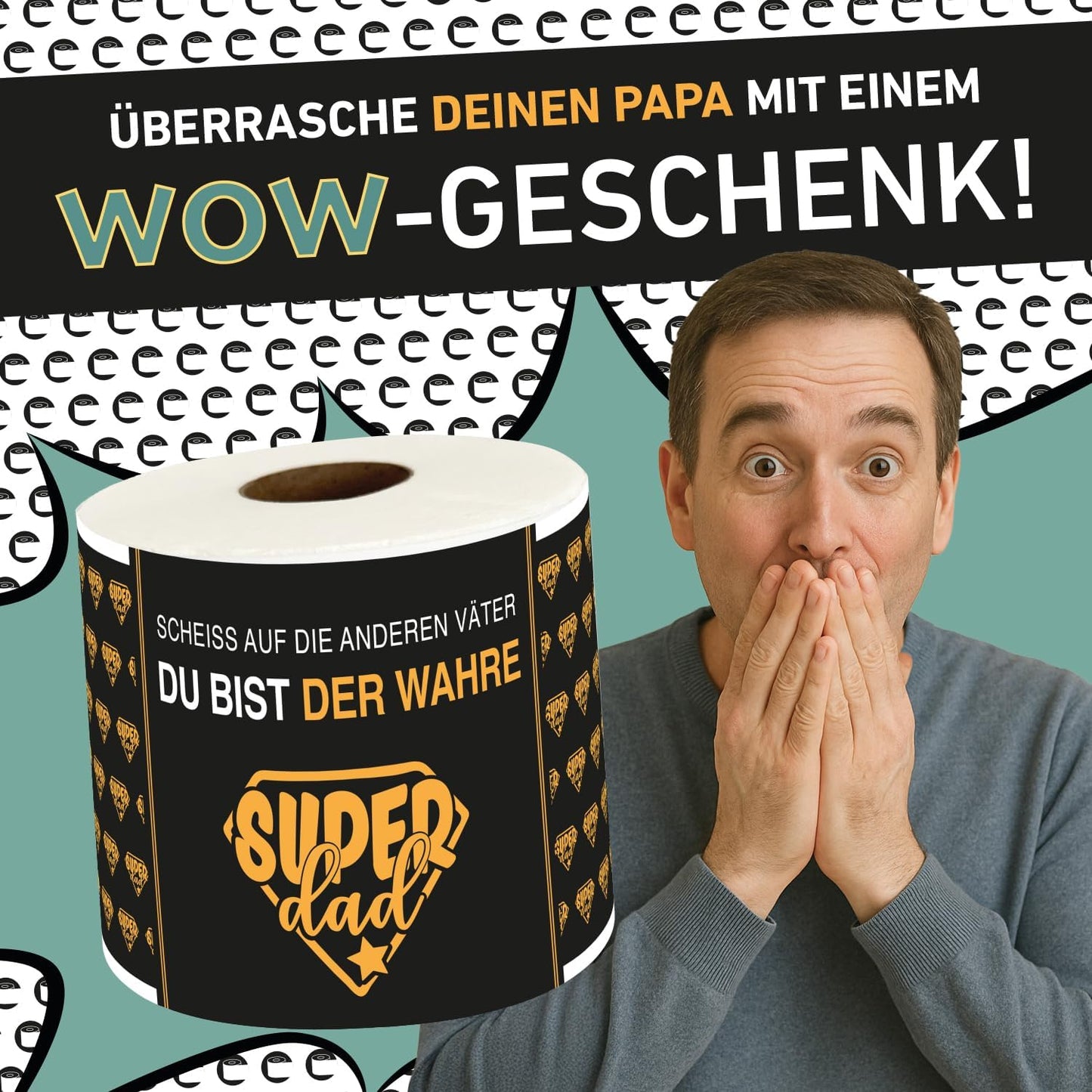 Klopapier-Banderölchen, Grußkarte "Super-Dad"