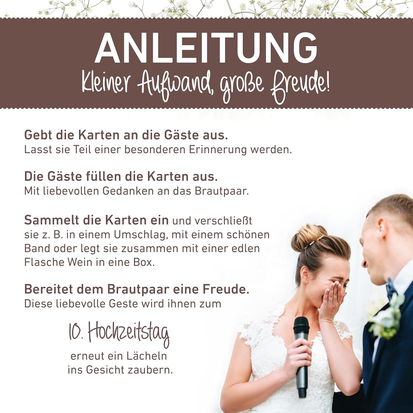 50 Karten Hochzeitsgeschenk Zeitkapsel - Geschenk für Brautpaar – Erinnerungskarten – Vintage – Kraftpapier-Optik