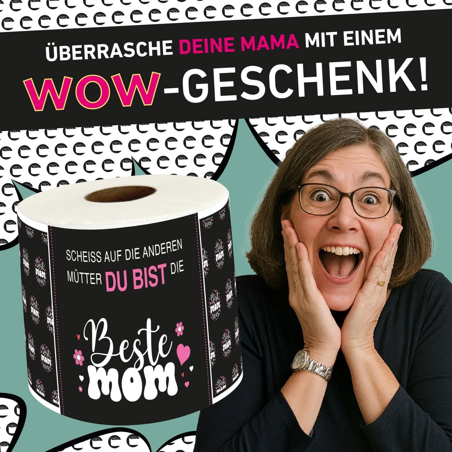 Klopapier-Banderölchen, Grußkarte "Beste MOM"