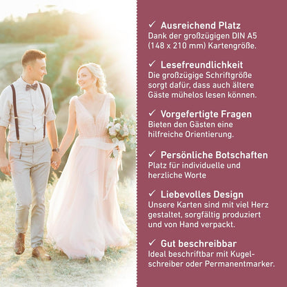 MILINDO Karten Hochzeitsgeschenk Zeitkapsel - Geschenk für Brautpaar – Erinnerungskarten – Gold – Rosa - Neutral
