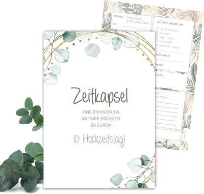 25 Karten Hochzeitsgeschenk Zeitkapsel - Geschenk für Brautpaar – Erinnerungskarten – Eukalyptus – Boho Stil (25)