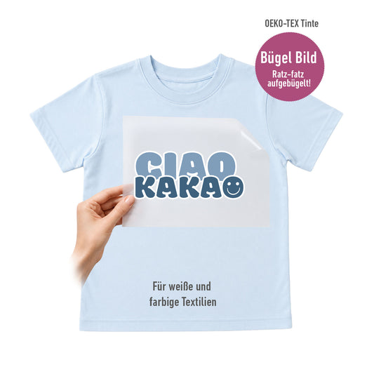 Bügelbild „Ciao Kakao“ Blau