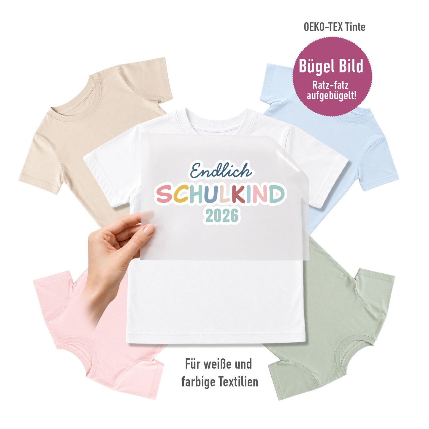 Bügelbild „Endlich Schulkind 2026“