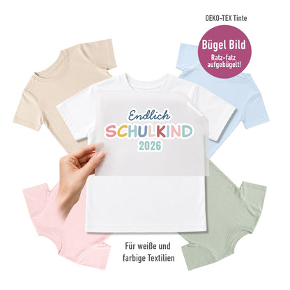 Bügelbild „Endlich Schulkind 2026“