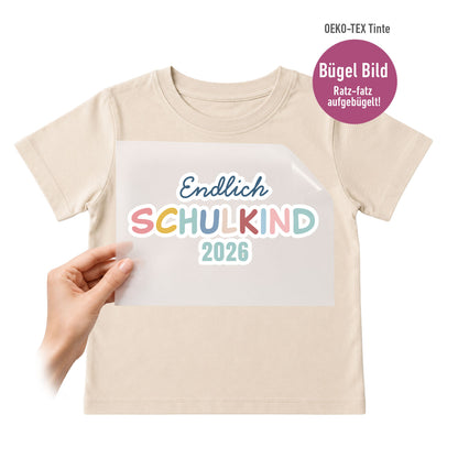 Bügelbild „Endlich Schulkind 2026“