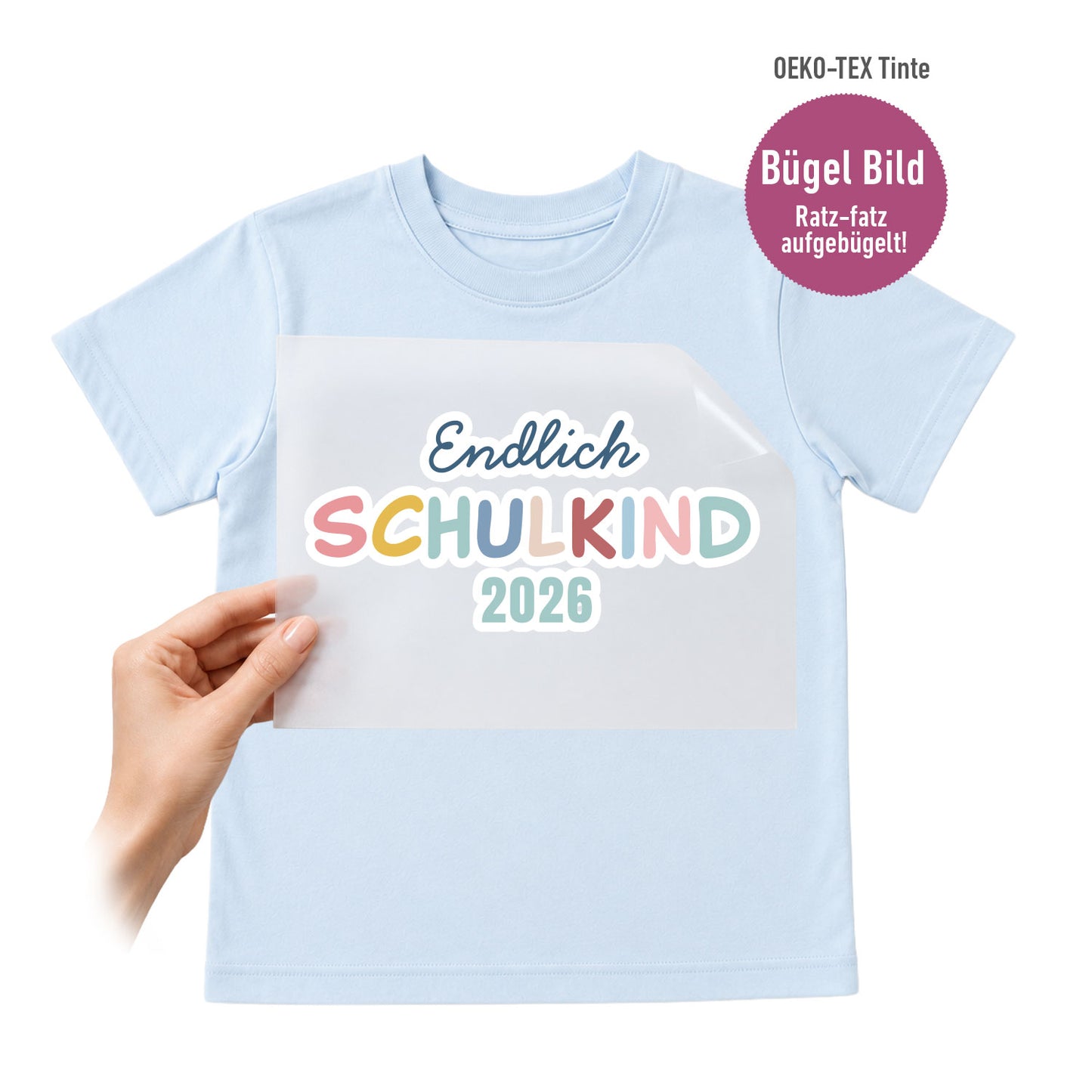 Bügelbild „Endlich Schulkind 2026“