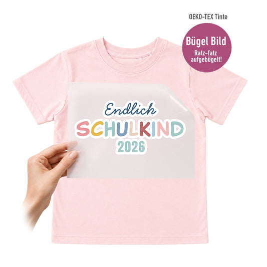 Bügelbild „Endlich Schulkind 2026“