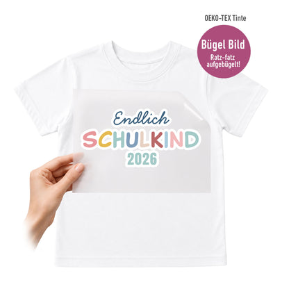 Bügelbild „Endlich Schulkind 2026“