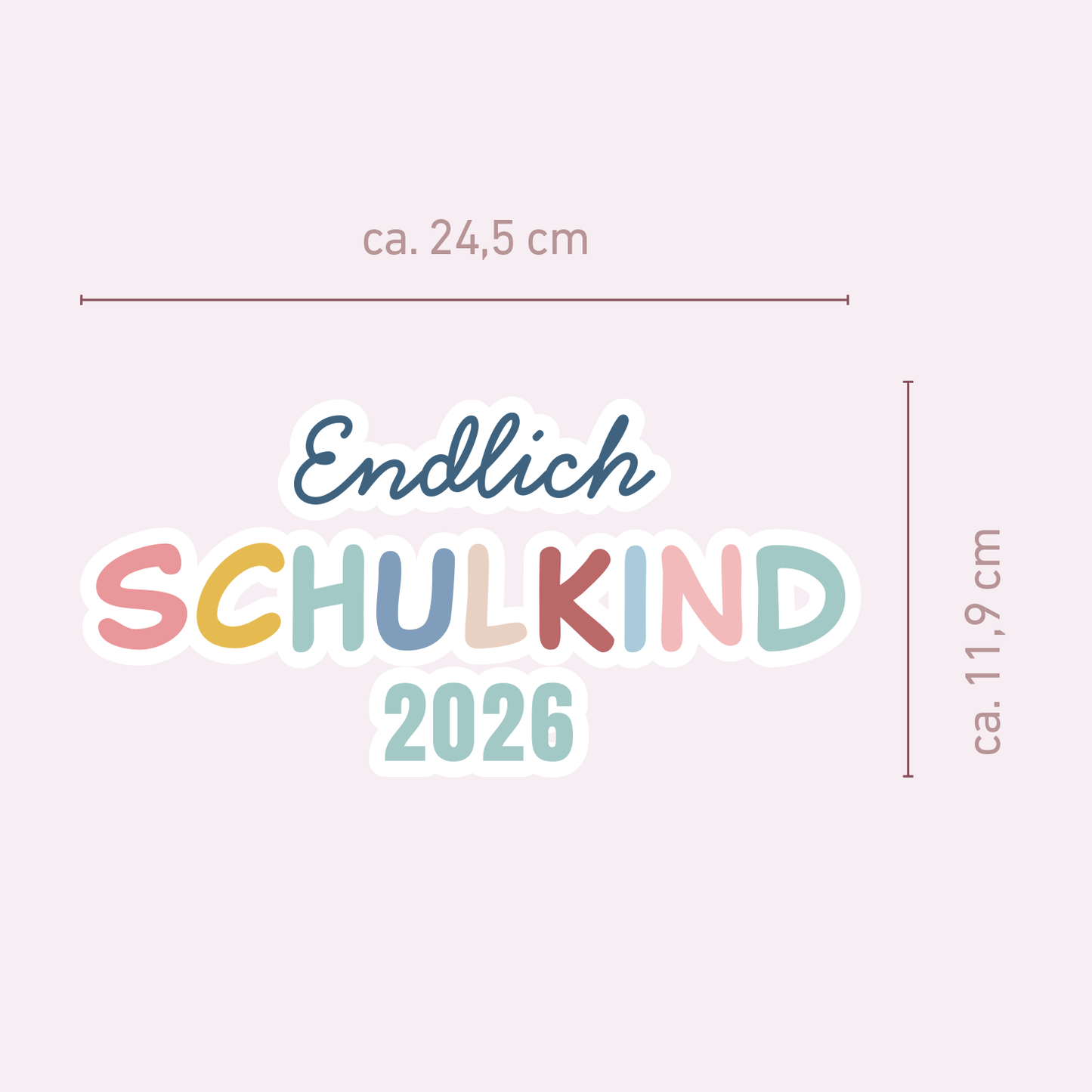 Bügelbild „Endlich Schulkind 2026“