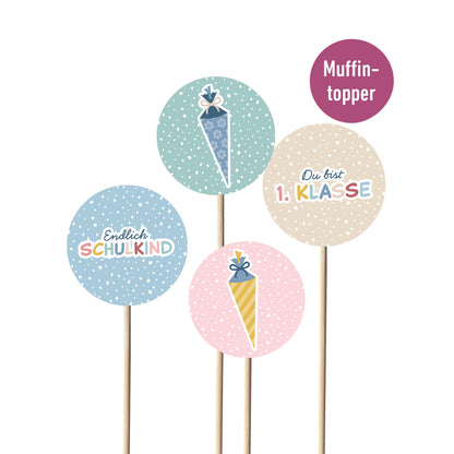 Muffin-Topper zur Einschulung – 12 DIY-Cupcake-Topper